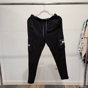 Men's Battle Black Cargo Pants with Pockets